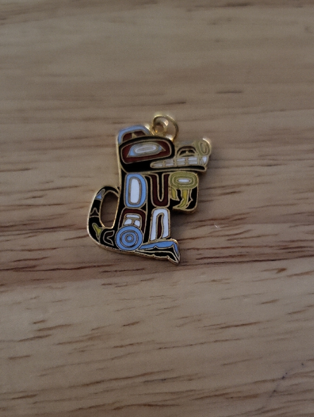 Gold Toned Enamel Animal Charm with Multicolor Inlay